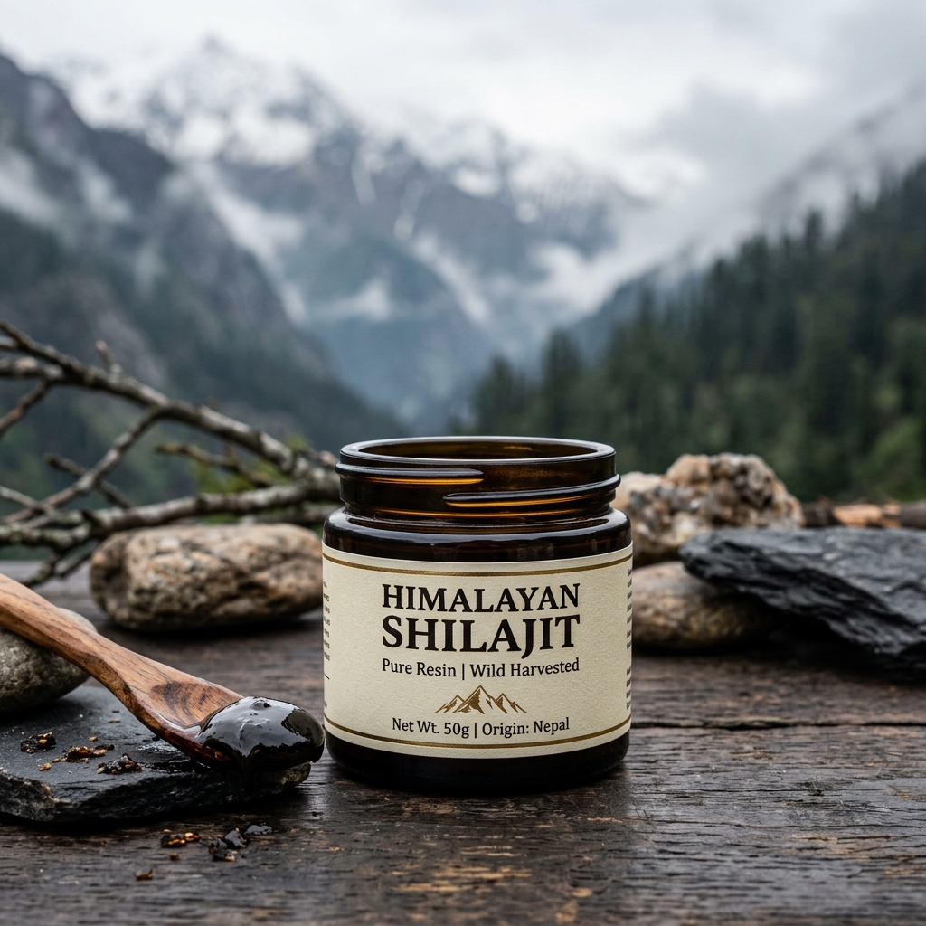 Himalayan Shilajit &ndash; Pure resin in amber glass jar